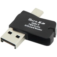 Czytnik kart miniaturowy microSD USB microUSB 2w1 BLOW