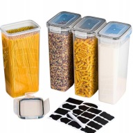 ÉTELTÁROLÓ DOBOZOK MŰANYAG RENDSZEREZŐK 4 DB-OS KÉSZLET CÍMKÉK INGYENES