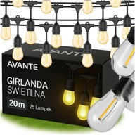 ZÁHRADNÁ SVETELNÁ GIRLANDA 20 m Žiarovky 25 LED Vonkajšie záhradné svietidlá