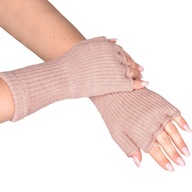 Rękawiczki damskie RĘKAWICE ZIMOWE DLA NASTOLATKI bez palców MITENKI pudrow