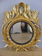Okrúhle zrkadlo v zlatom vyrezávanom ráme Plamene