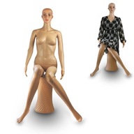 Dámska sediaca figurína výstavná béžová Bituxx obchodná realistická