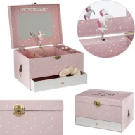 ÉKSZERDOBOZ ZENEDOBOZ KISLÁNYNAK AJÁNDÉK RÓZSASZÍN LÁDA