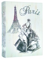 Dama szkatułka jak książka pudełko Paris księga ozdobna moda suknia paryż