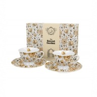 Filiżanki do espresso porcelanowe ze spodkami DUO FLORAL EXCLUSIVE 2szt H1