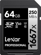 Karta Lexar SDXC 64GB Professional 1667x UHS-II U3