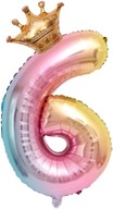 NEW číslica 6 balón koruna pastelový gradient Narodeniny