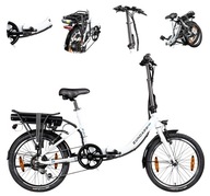 Elektrický Mestský Bicykel 20 Alu Revo Skladací Zvonček Nosič Podpora