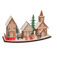 KARÁCSONYI LAMPION LED MDF 30,5 X 11,5 X 18 CM VÁROS JELENET