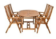 Terasový nábytok agátové drevo set Ascot so skladacími stoličkami komplety
