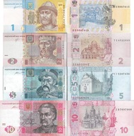 Ukraina zestaw 4 szt 1+2+5+10 Hryvnia P116-119 UNC