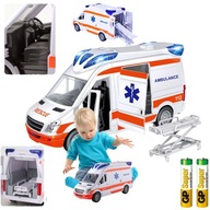 Karetka Pogotowia Ambulans Zabawka Napęd Dźwięki Światła Nosze + Baterie