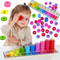 WOOPIE GREEN Układanka Nauka Liczenia i Kolorów Montessori DREWNO EDU 2+