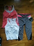 zestaw ubrań sportowych fitness damski NIKE ADIDAS 3 sztuki rozm M i L