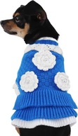 Sweter ubranie dla psów delikatne niebieskie motyw haftowanych kwiatów XXS