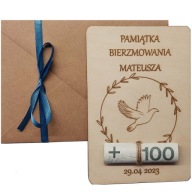 AJÁNDÉKTÁRGY KONFIRMÁCIÓRA FA KÉPESLAP GRAVÍROZÁSSAL