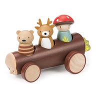 Tender Leaf Toys: drevený lesný taxík s figúrkami Timber Taxi