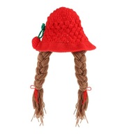 Detská pletená čiapka Chlapci Dievčenské Čiapky s čiapkou Cherry Red