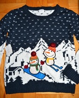 977^ FF Świąteczny sweter Bałwaneki 6/7 lat_122 cm