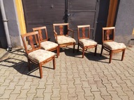 Fotel + 4 Krzesła Art Deco - mahoń