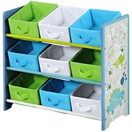 Regał na zabawki Książki DINO z koszami Półka 9 koszy ORGANIZER 66x30xh59