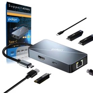 HUB adapter 6in1 POLION USB-C USB 3.2 PD 100W HDMI 4K LAN adapter 1Gb