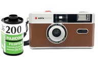 Aparat analogowy AgfaPhoto Reusable Photo Camera brąz + FujiFilm 200/135/36