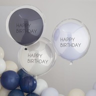 Podwójne balony Happy Birthday Blue, 3 szt.x18cali - Ginger Ray