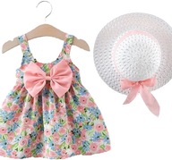 Dievčenské šaty detské kvety klobúk na leto 80 86