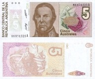 # ARGENTÍNA - 5 AUSTRALES - 1985-89 - P-324b - UNC