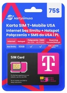 Karta SIM T-Mobile USA 75$ internet bez lim.+HS+PL