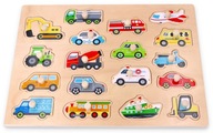 Lelin Drewniane Puzzle montessori Pojazdy Układanka z uchwytami Transport