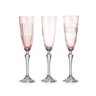 Crystal Julia Kieliszki do szampana prosecco 3 sztuki różowe Veranda