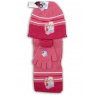 Komplet dziecięcy zimowy czapka szalik rękawiczki Kraina Lodu różowy