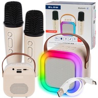 GŁOŚNIK BLUETOOTH PRZENOŚNY KARAOKE RGB 2 MIKROFONY USB SD MINI JACK