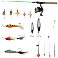 ЗИМОВИЙ НАБІР ДЛЯ РИБАЛКИ 1 вудилище з котушкою + снасті зимові 10