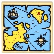 LEGO Nyomtatás 1db Kincses térkép Csempe 2x2 3068pb0929