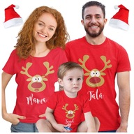 Zestaw koszulek Świątecznych czerwone 2+1 rodziny