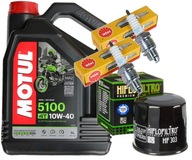 HF303 ZESTAW OLEJ MOTUL 5100 10W40 FILTRY ŚWIECE KAWASAKI GPZ500 97-02 07-0