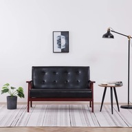 vidaXL 2-osobowa sofa, czarna, sztuczna skóra, 248642