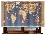 Mapa sveta 210x120cm záclona, vzdelávanie pre dieťa