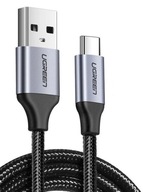 Kabel Niklowany USB- USB-C QC3 UGREEN 0,25m Czarny