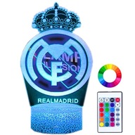 Detská nočná stolná lampa Real Madrid Herb Logo 16 LED 3D + Diaľkové ovládanie
