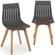 Plastová stolička s drevenými nohami do domu pracovne 2 ks sivá