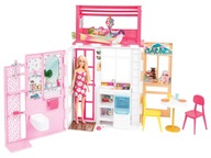 Barbie Składany i przenośny domek wakacyjny + LALKA HCD48