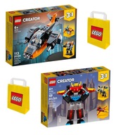 LEGO Creator 3v1 31111 Cyberdron |31124 - Super Robot | Darčeková taška