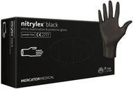 Rękawice RĘKAWICZKI NITRYLOWE jednorazowe bezpudrowe MERCATOR czarne r. L