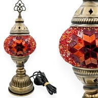 Lampa mozaikowa stojąca Turecka Orientalna Czerwone szkło Szklana 26 cm