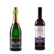 Wino bezalkoholowe NIGHT ORIENT CLASSIC musujące + MERLOT czerwone wytrawne