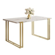 Rozkladací stôl ACTON GOLD na zlatých nohách mramor bianco 160x90